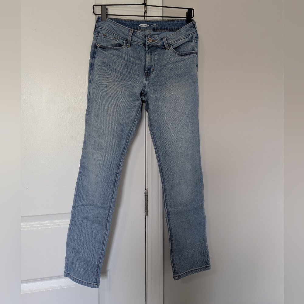 Old Navy Power Slim Straight Petite Light Blue Women's Jeans